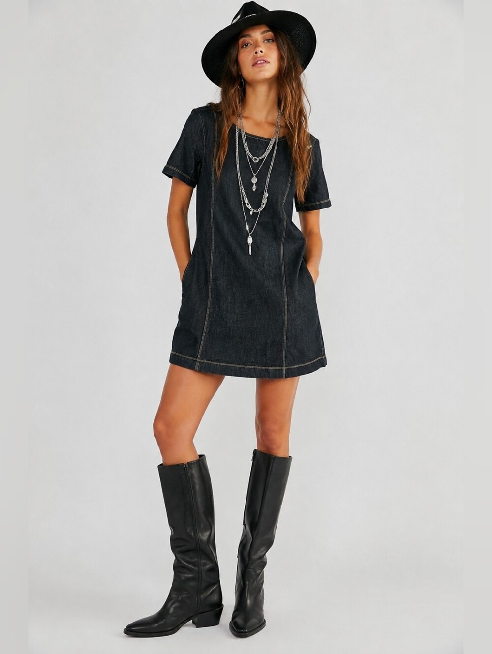 Old Navy Denim Dress Dark Blue Short Sleeve NWT - Picture 6 of 6